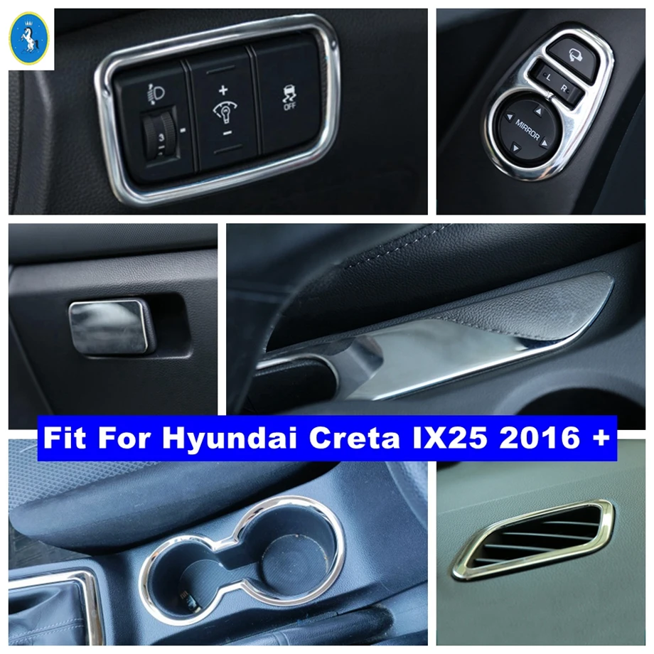 

Accessories Dashboard Air AC Outlet Vent Headlight Switch Water Cup Holder Decor Cover Trim For Hyundai Creta IX25 2016 - 2018