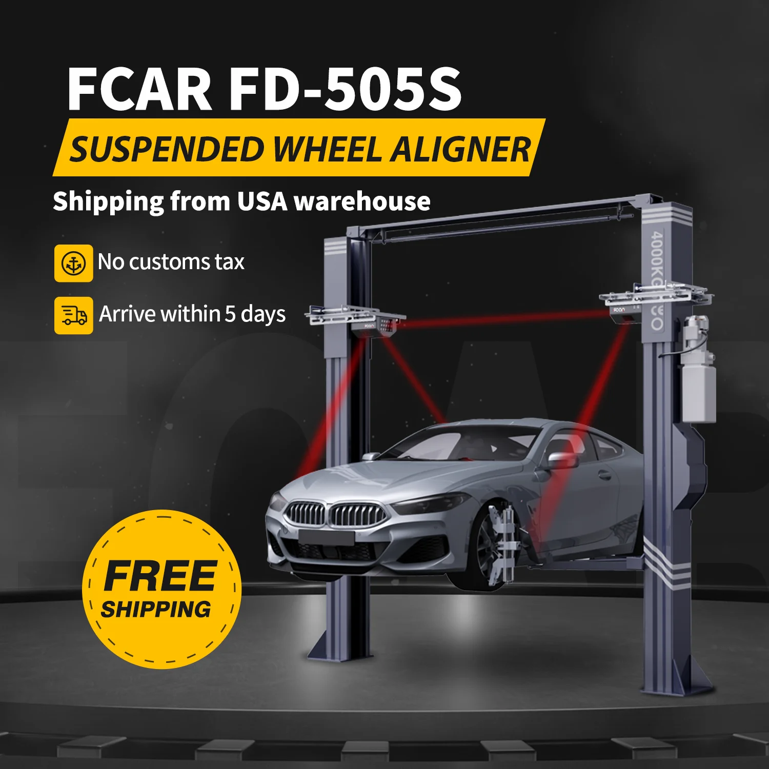 FCAR FD-505S TR-100 wheel aligner combo with tire tread scanner online update car chassis repair tool suspended  wheel alignment