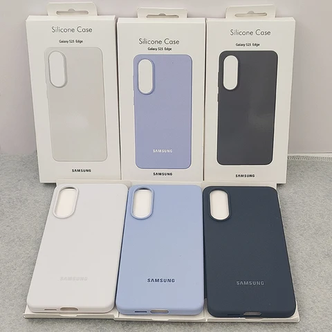 Оригинальный чехол для телефона SAMSUNG S25 Edge 5G Soft Touch, жидкий силиконовый чехол «все включено», защитная задняя крышка для объектива Galaxy S25Edge