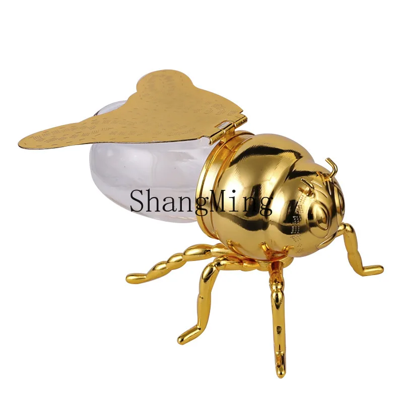 

DSA Little Bee Seasoning Box Golden Large Bee Sugar Cup Home Kitchen Seasoning Box Storage Jar with Spoon