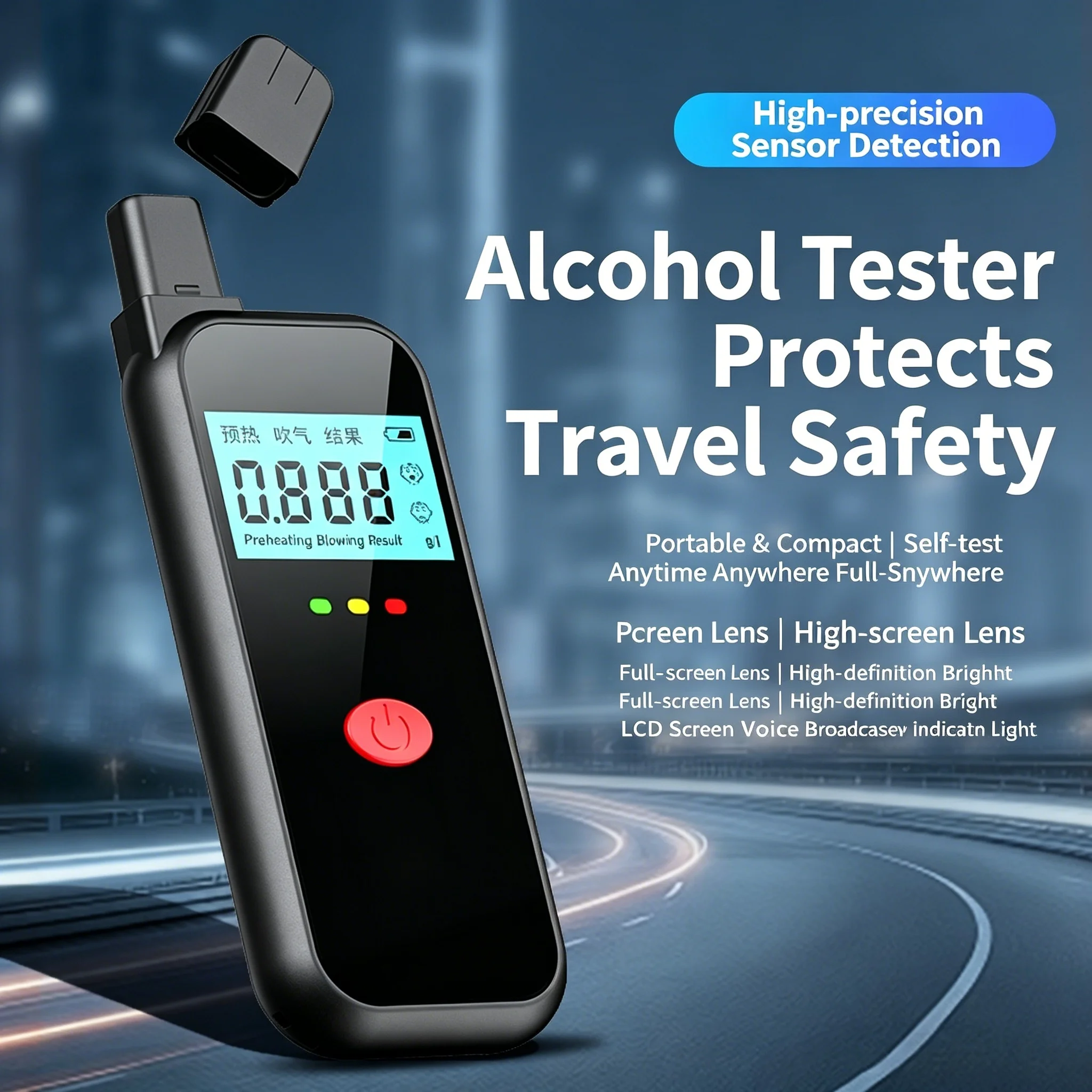 High Precision LCD Display Breathalyzer Portable Alcohol Tester for Driving Family Gatherings Safety Inspection