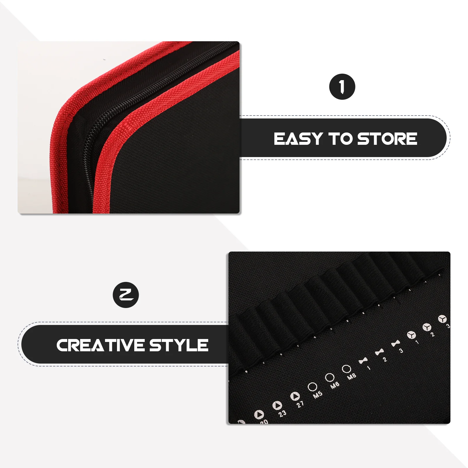 55 Piece Bit Storage Bag Oxford Cloth Tool Pouch Large Capacity ganizer for Crafts Men Gifts Zipper Utility Bag