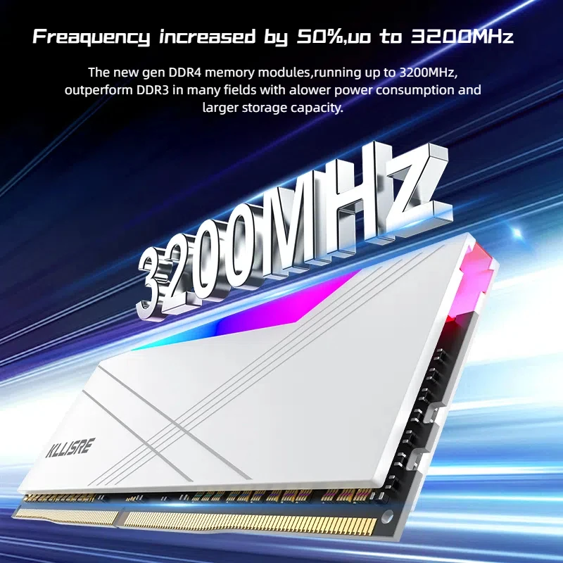 Kllisre ram DDR4 8GB 16GB RGB Memória 3200MHz 1.35V desktop dimm Alta Compatível