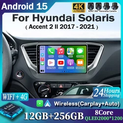 Android 15 Car Radio For Hyundai Solaris Accent 2 II 2017 - 2021 GPS Navigation Audio Stereo Video Multimedia Player AutoRadio
