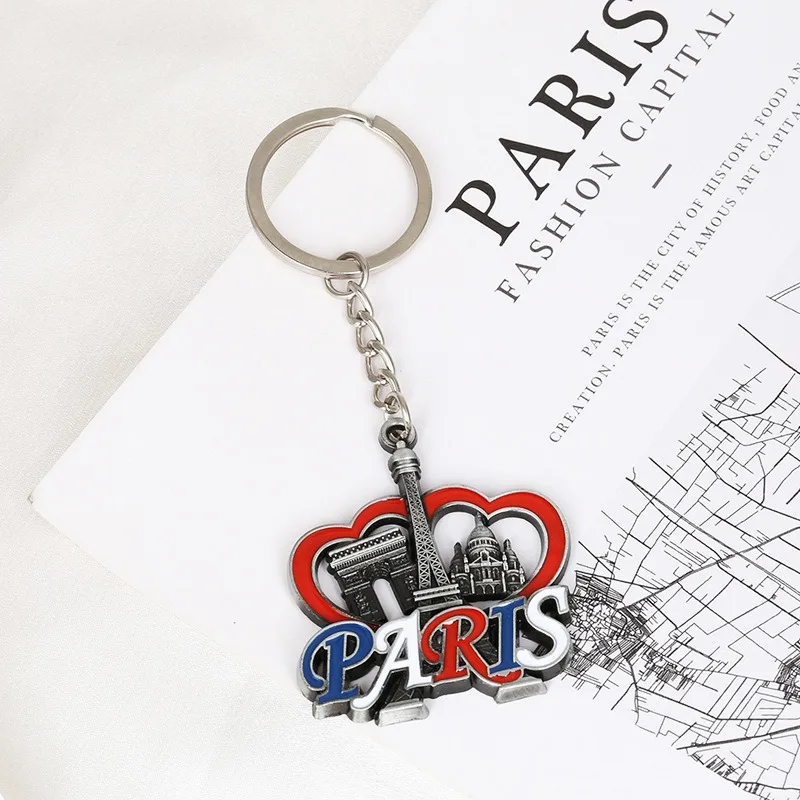 France Paris Keychain Pendant Zinc Alloy Not Easy To Fade Travel Souvenir Car Key Ring Souvenir Bag Pendant Accessories