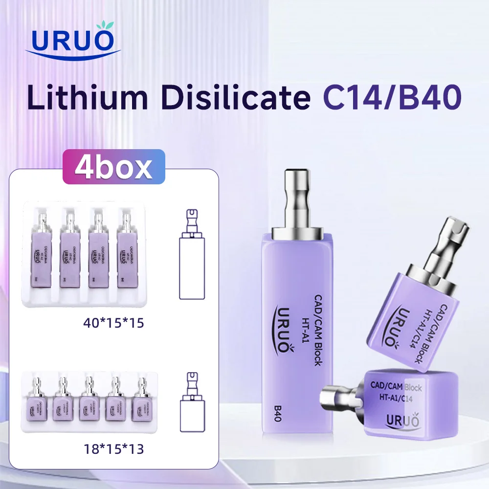 4Box Lithium Disilicate Blocks C14/B40 Glass Ceramic Block LT/MT/HT For CAD CAM Sirona Cerec Milling System Dentist Materials