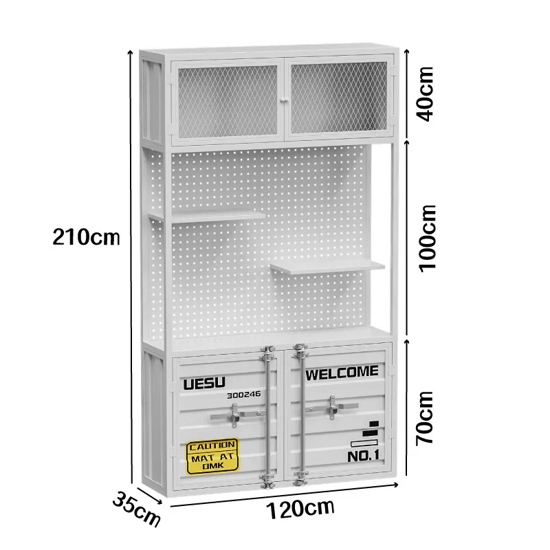 Industrial Style Multi-layer Floor Standing Hole Plate Display Shelf Product Figure Tool Cabinet Display Rack