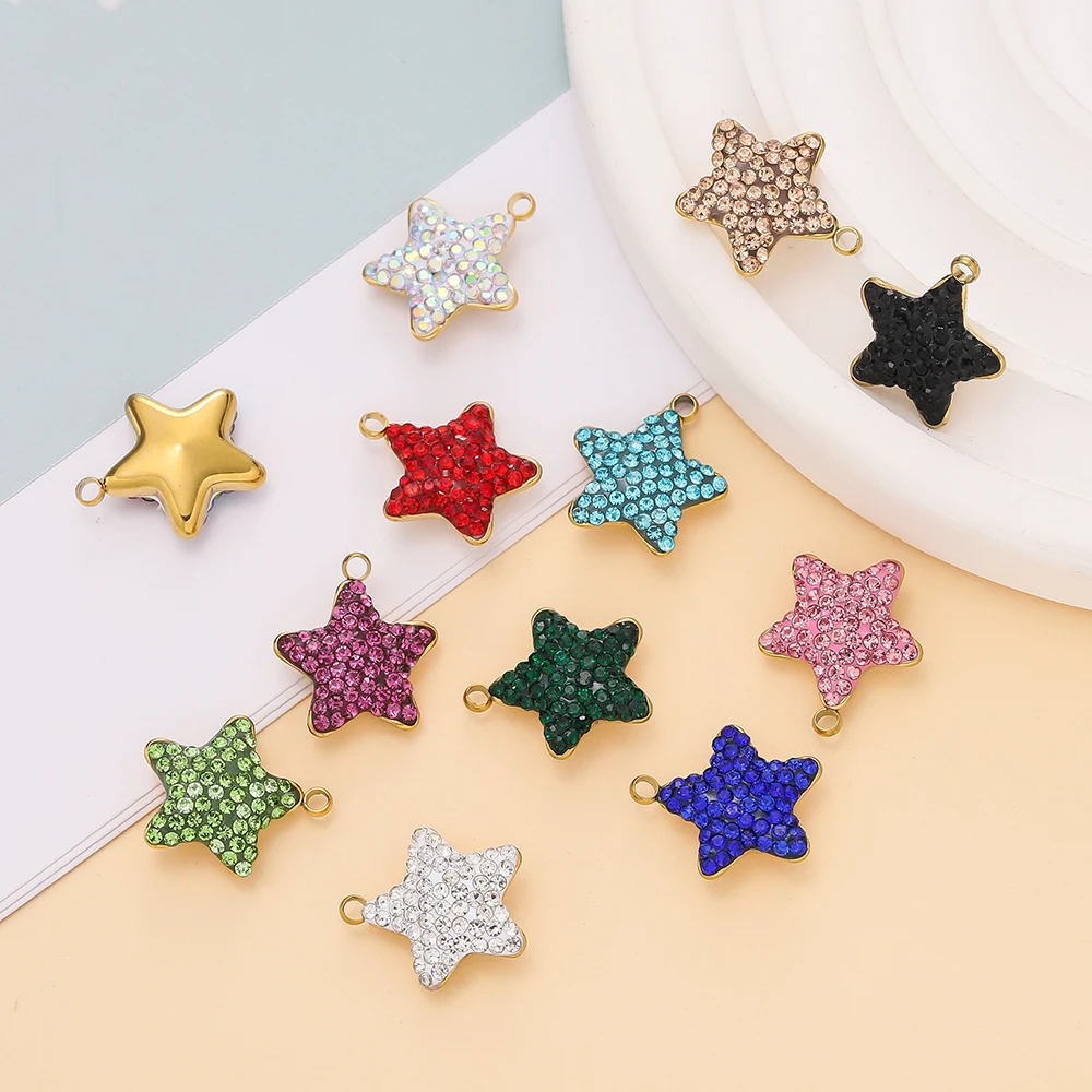 1pc/pack Stainless Steel 3 Sizes Star Square Shape Charms Pendants For DIY Bracelet Necklace Jewelry Making Accessories