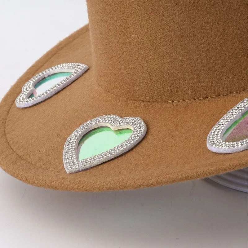 Western cowboy , girl's , prism , felt , top , reflective see-through , British woolen round hat
