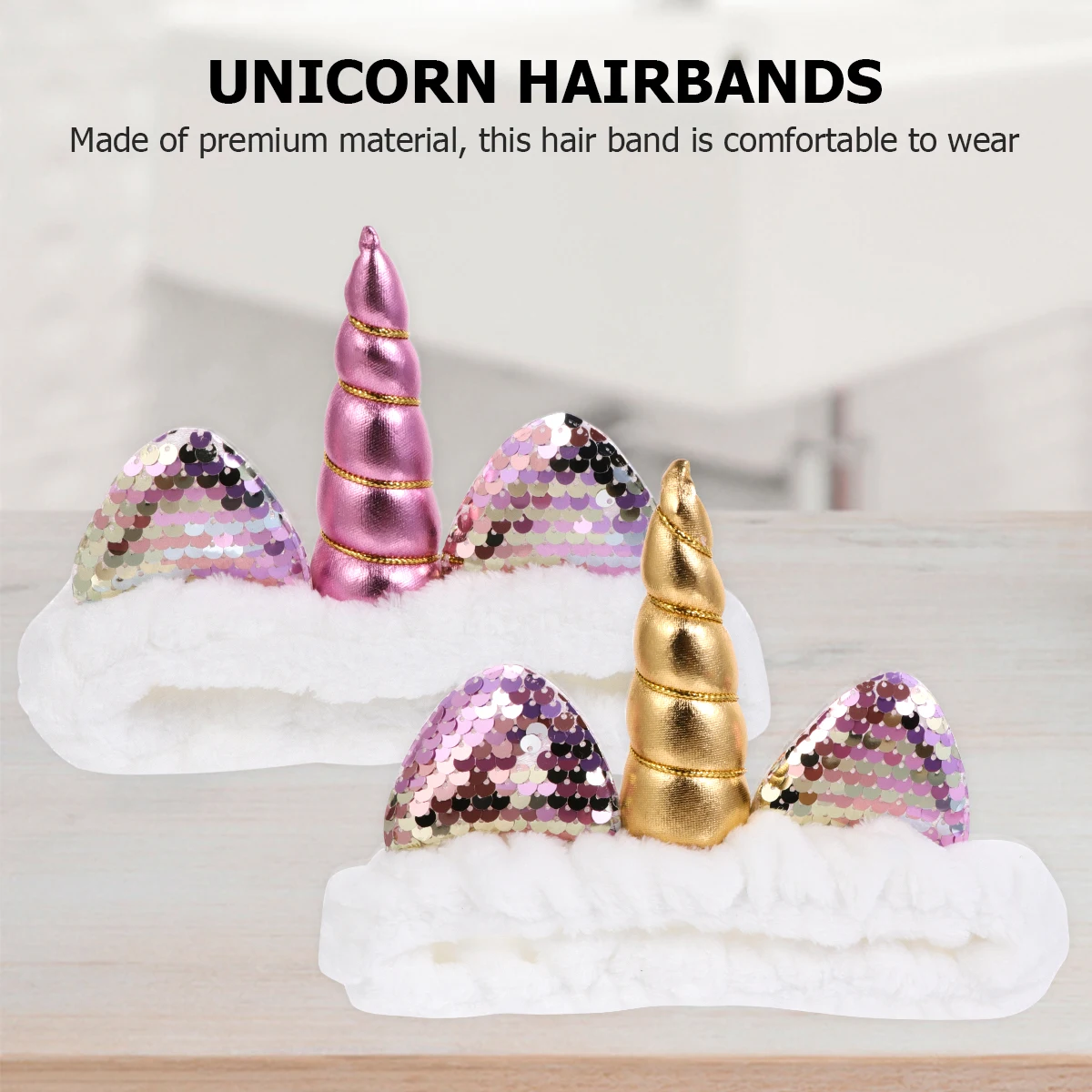 

2 шт., повязка для волос с единорогом, стильный аксессуар для головного убора, блестки, удобные для взрослых, товары для вечеринок
