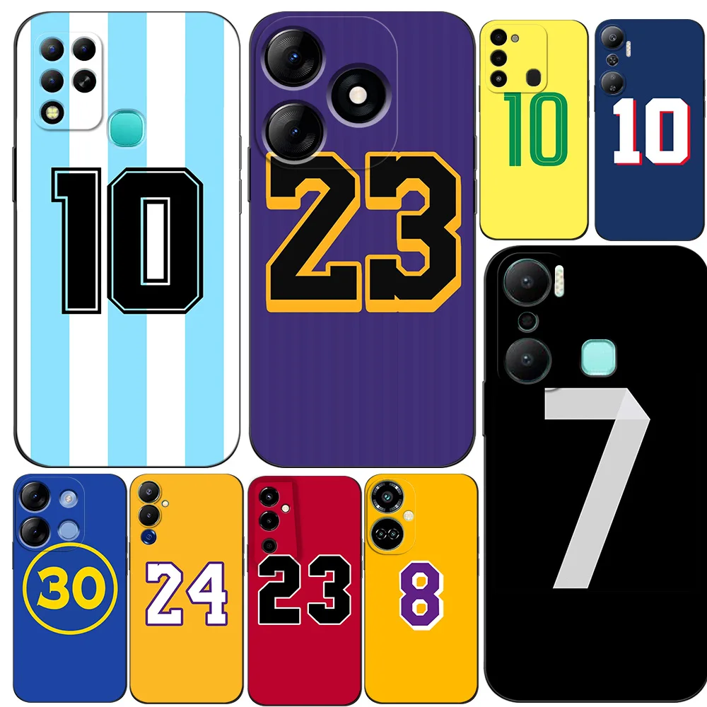 BLACK TPU CASE FOR ITEL A60 P40 VISION 5 A18 S18 INFINIX SMART 7 PLUS 7HD HOT 30 30I PLAY NOTE ZERO ULTRA 5G football numbers