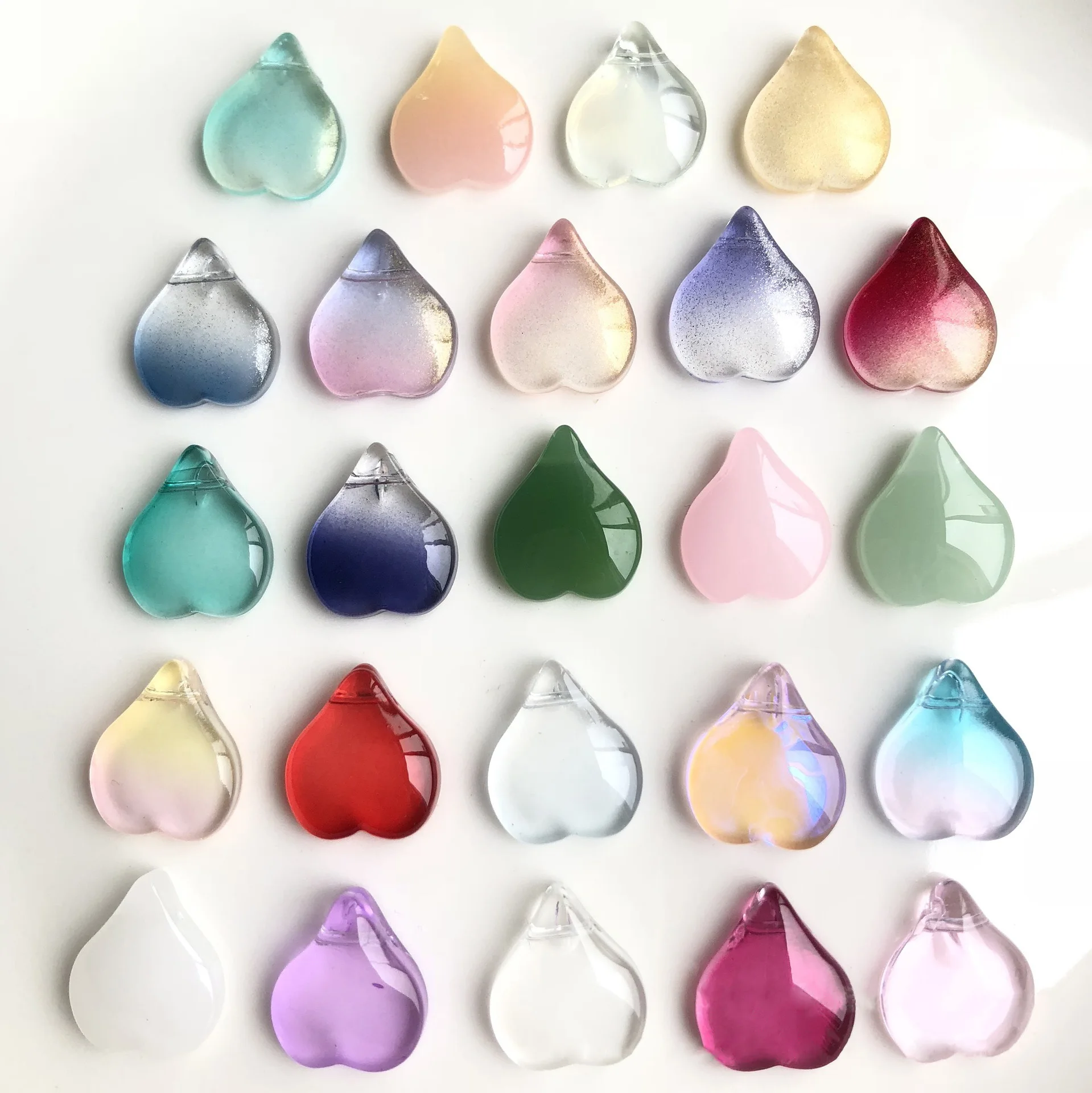 

10pcs 15x13mm Heart Shape Petal Lampwork Crystal Glass Top Drilled Pendants Loose Beads for Jewelry Making DIY Crafts Findings