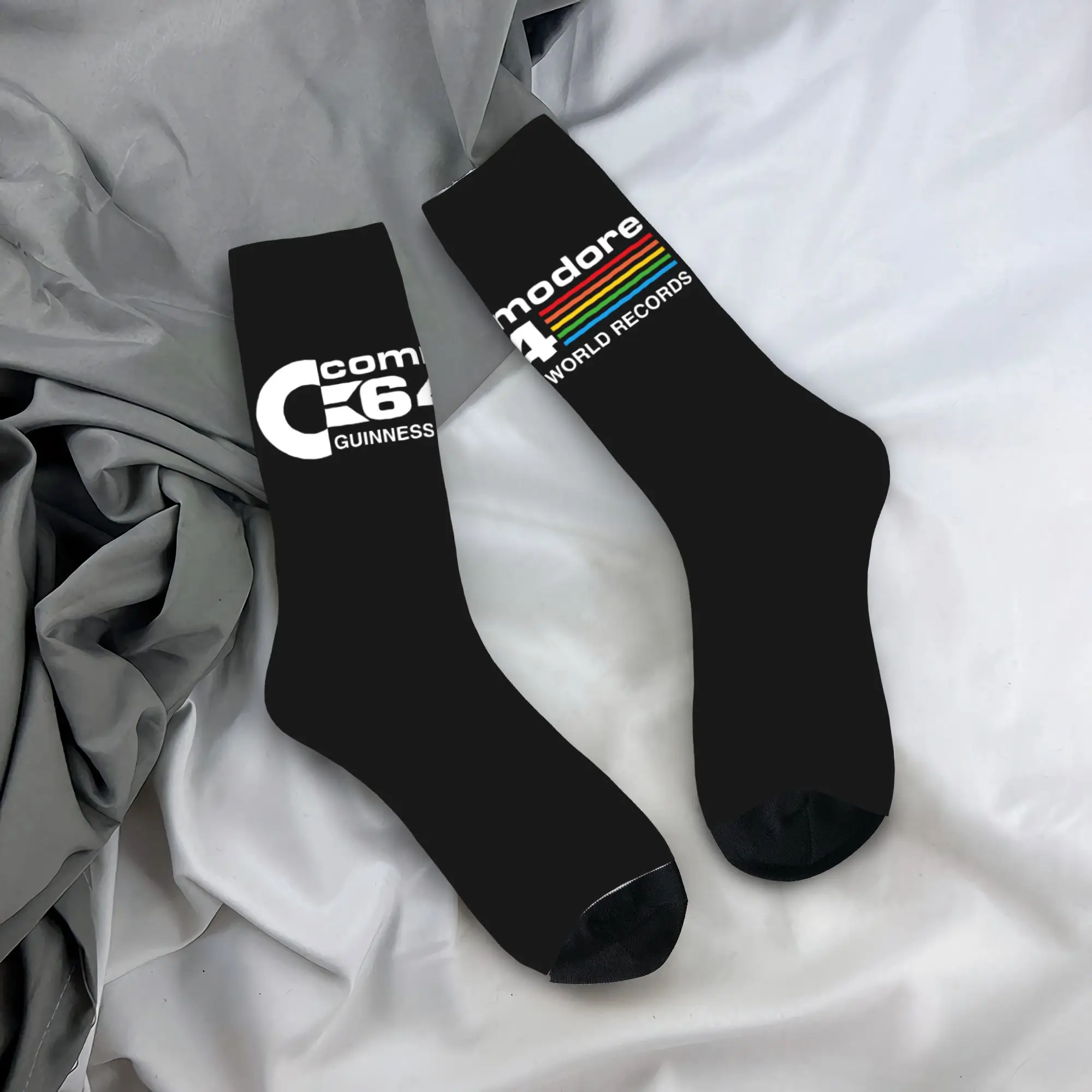 

Custom Funny Printing Cool Commodore Logo Socks for Women Men Stretch Summer Autumn Winter Computer Geek Crew Socks