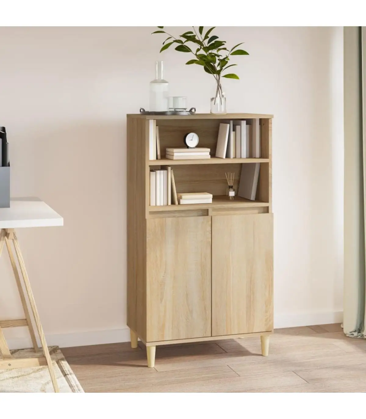 60x36x110 cm oak plywood high sideboard