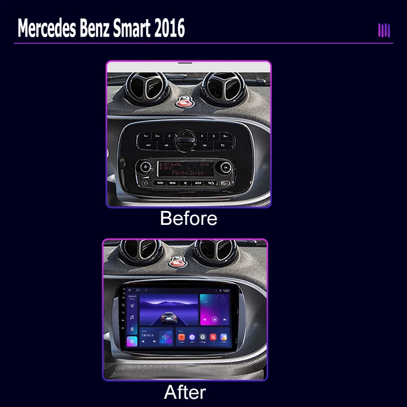 roadivox Android car radio for Mercedes Benz Smart 2016 video stereo screen gps navigation Multimedia Player tape recorder