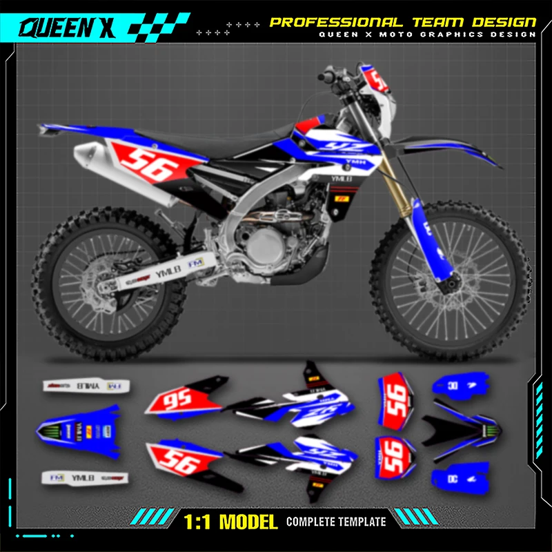 QUEEN X MOTO Custom Team Motorcycle Graphics Decal Stickers Kit For YAMAHA WRF450 2016 2017 2018 YZF450X 2015-2018