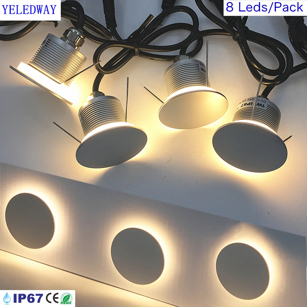 Lámpara LED empotrable impermeable IP67 para escaleras, luces de pared para jardín, hogar, escaleras, 1W, lámparas de pasillo exterior, iluminación de pared de 12V-24V