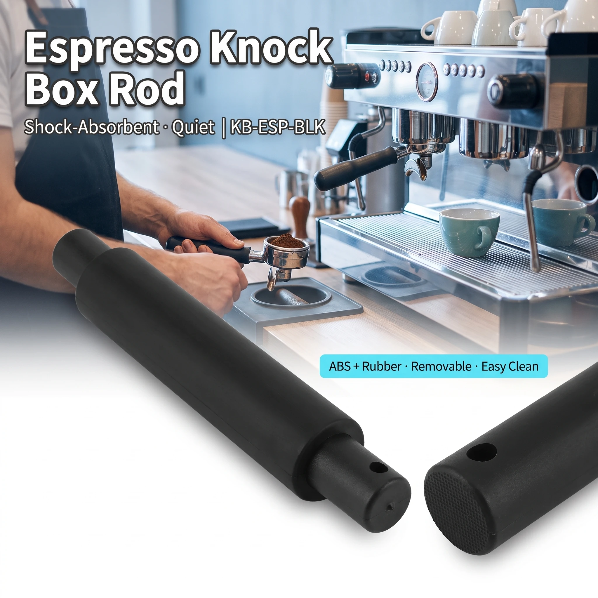 Coffee Knock Bar 23.5x3.4cm 22x3.8cm Rubber Coated ABS Shock Absorbent Quiet Easy Clean Espresso Knock Box Rod