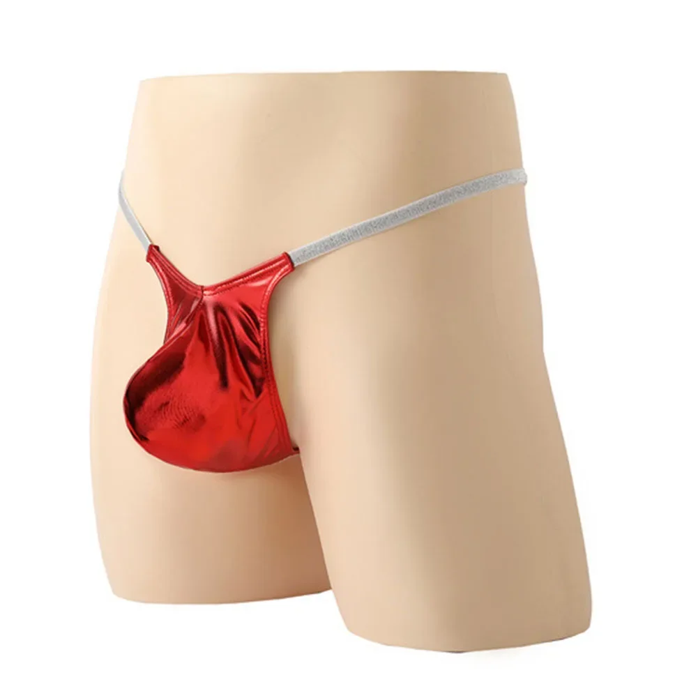 Mens Solid Color Underwear Oily Shiny Erotic Hombre TBack Shiny Sexy Thin Straps Mini Low Waist Slight Strech GStrings Fashion