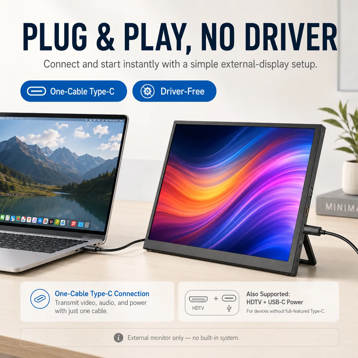 LESOWN 8.9/10.1 Inch LCD Monitor 60Hz HDTV Input with Speakers VESA 75 M3 Aluminum Housing for Laptop Second Screen Setup