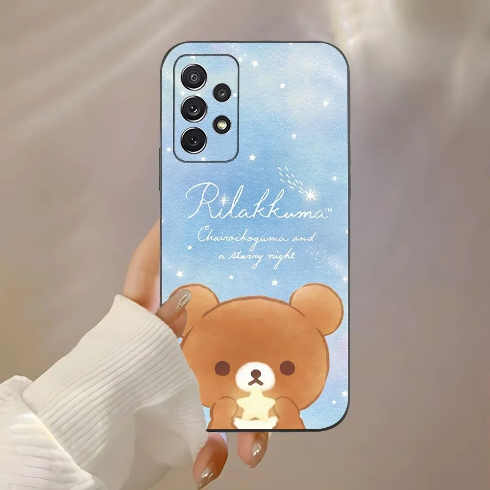 Cute R-Rilakkuma B-Bear Phone Case For Samsung Galaxy A91,A80,A73,A72 ,A71,A53A52,A32 ,A31A22,A21s,A20,Black Cover