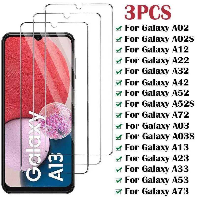 

3PCS Tempered Glass Galaxy A52 A42 A22 A32 A12 5G Screen Protector For Samsung A13 A02 A03S A53 A23 A33 A73 A54 A55