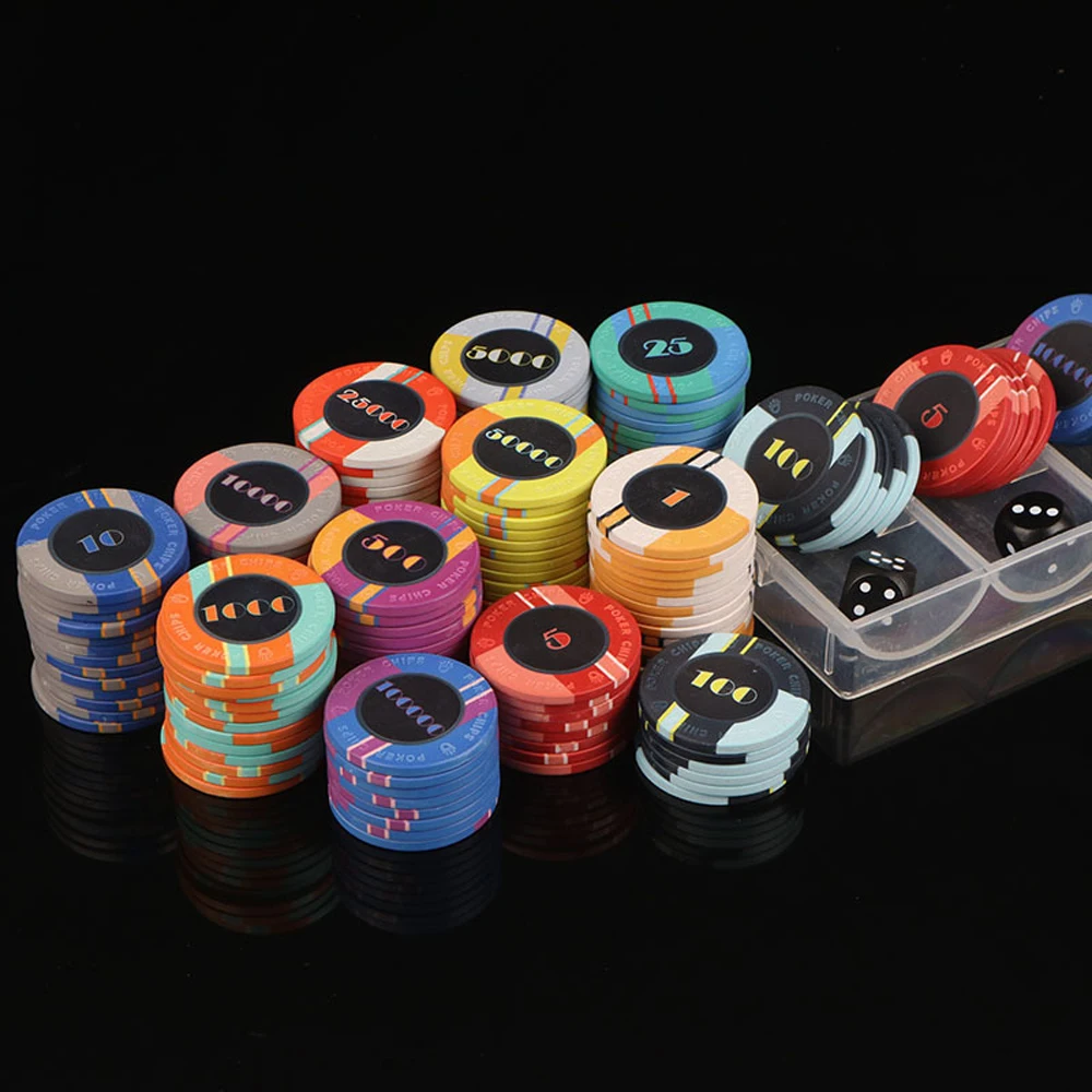 Customised Poker Chips for Casinos Ceramic/Clay Customised Texas Hold\'em Poker Chips Professional Factory MOQ 500pcs