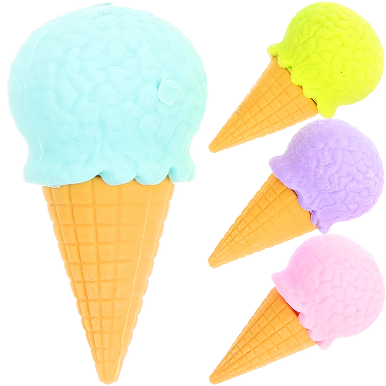 

4pcs Delicate Pencil Erasers Cream Shaped Fruit Erasers Cute Cartoon Stationery Party Favors Mini Gifts For Kids School Travel