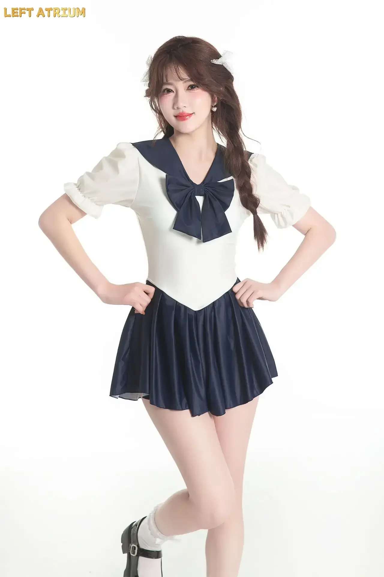 

2025 Lolita School Girls Bowknot Puff Sleeve Sailor Dress Swimsuit Japanese Sukumizu Cosplay Swimwear Bathing Suit Dropship QWER