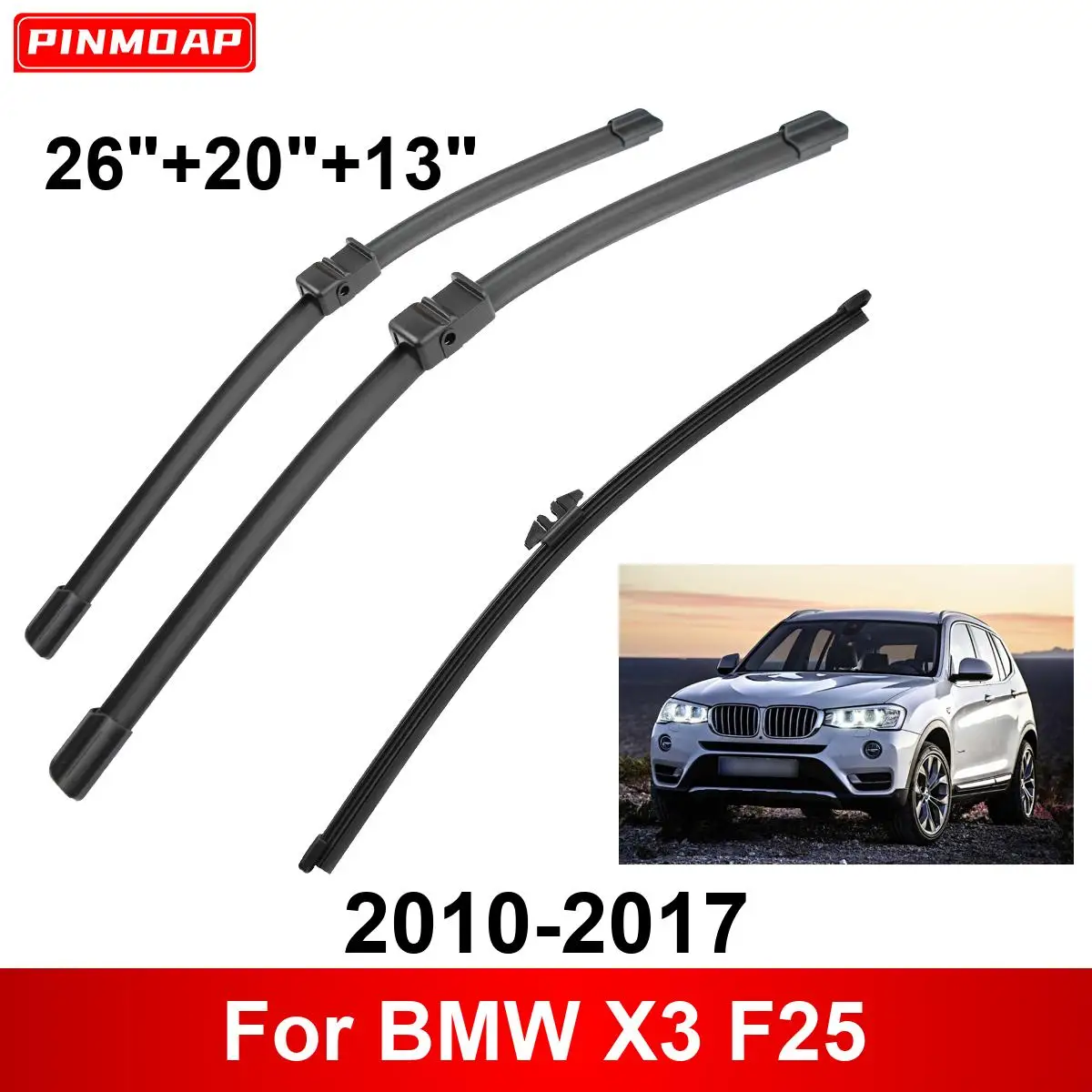 3PCS Car Wiper For BMW X3 F25 2010-2017 Front Rear Wiper Blades Brushes Auto Accessories 2010 2011 2012 2013 2014 2015 2016 2017