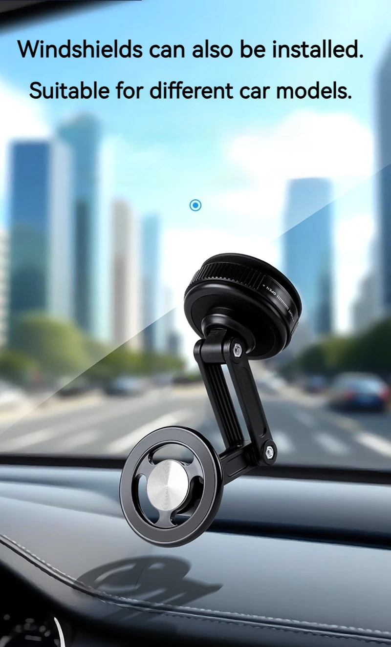 Universeller magnetischer Autotelefonhalter mit Vakuumsaugnapf, faltbar, 360° ° Drehhalterung, ideal für Schlafzimmer, Badezimmer, Glas-Armaturenbrett – Detail 12