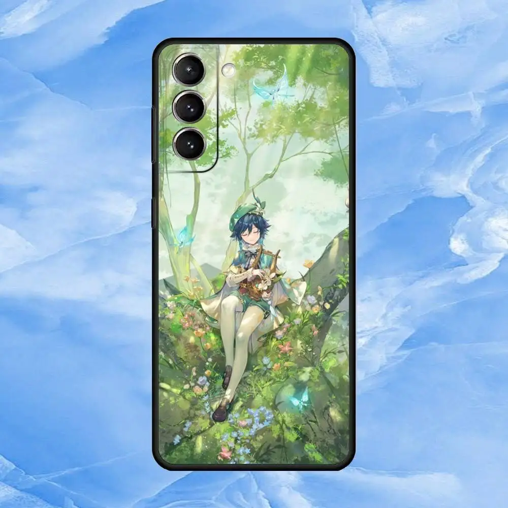 Casing Ponsel V-Venti B-Barbatos Lucu untuk Samsung S25,24,23,22,30,21,10,9,Ultra,Plus,Lite,FE,4,5 G Casing Hitam Lembut