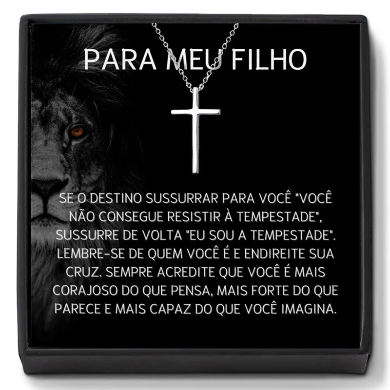 

Ожерелье с подвеской в виде креста для сына Filho, длинная цепочка, мужское ожерелье из нержавеющей стали для мальчика, подарки на день рождения и праздник