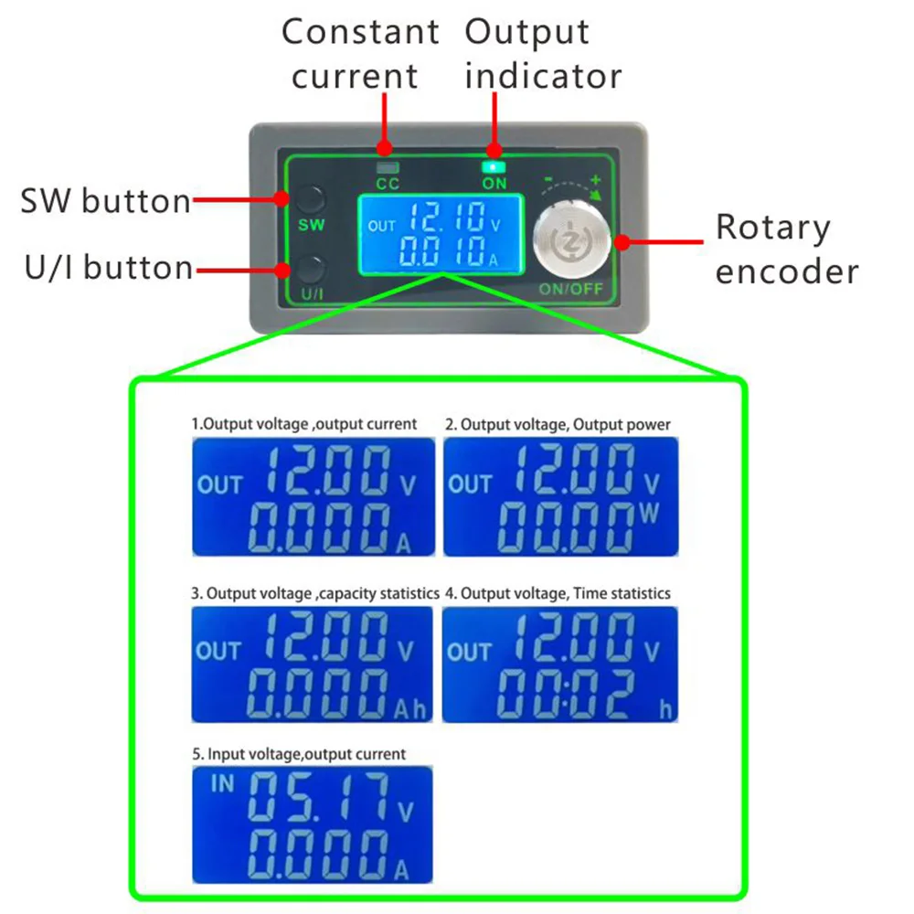 DC DC Buck Converter CC CV 0-50V 5A 5V 6V 12V 24V 36V 48V Power Module Adjustable Regulated Laboratory Step-down Power Supply