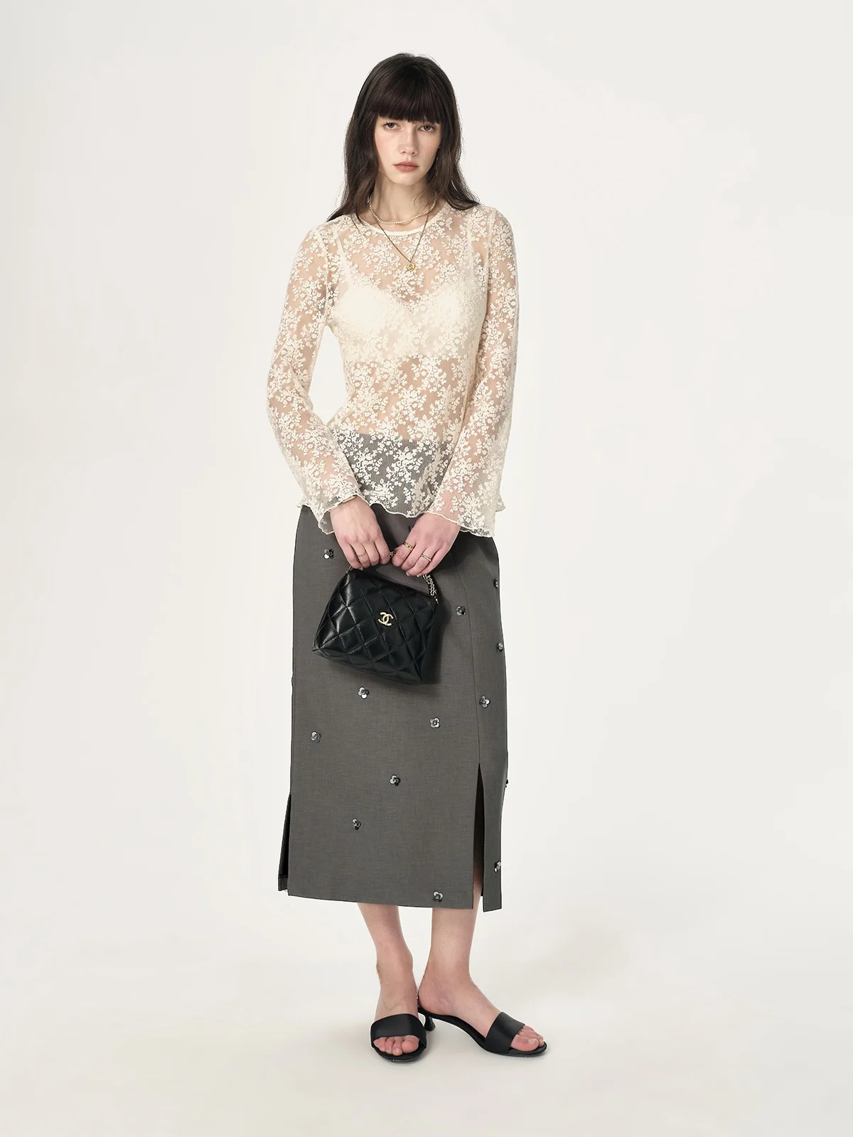 

Футболка с богемным цветочным кружевом и вышивкой, повседневная, свободного кроя, с длинным рукавом, с цветочным узором, для женщин SOUNDSAROUND