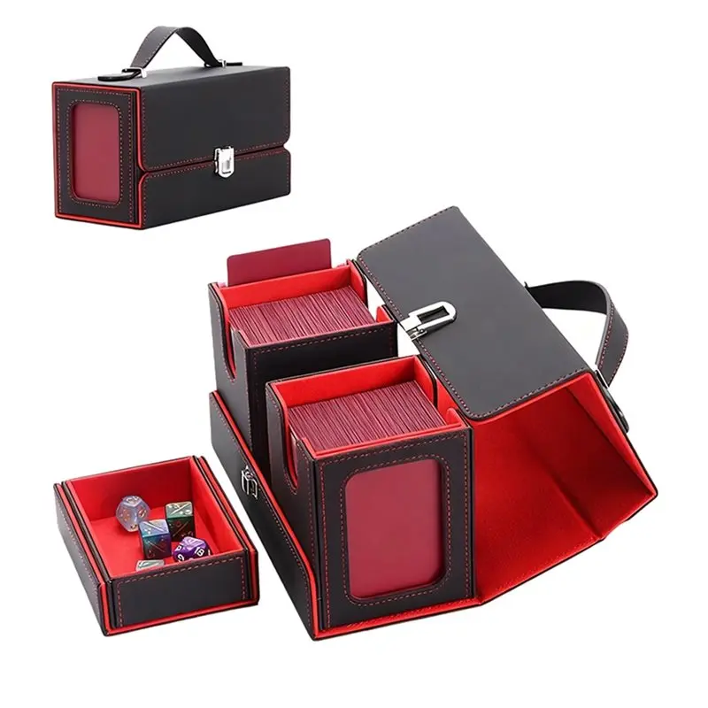 Pudełko na karty BEDW-Top z bocznym ładowaniem, z uchwytem, magnetyczne etui do przechowywania kart do gier