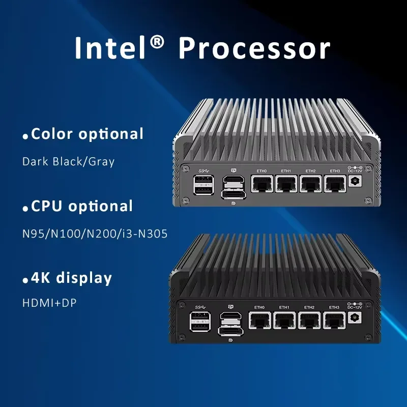 ST-CWXF-4L PfSense Firewall Soft Router N100 4xIn-tel I226V 2.5G LAN DDR5 DP+HDM I 4K Display Fanless Mini PC
