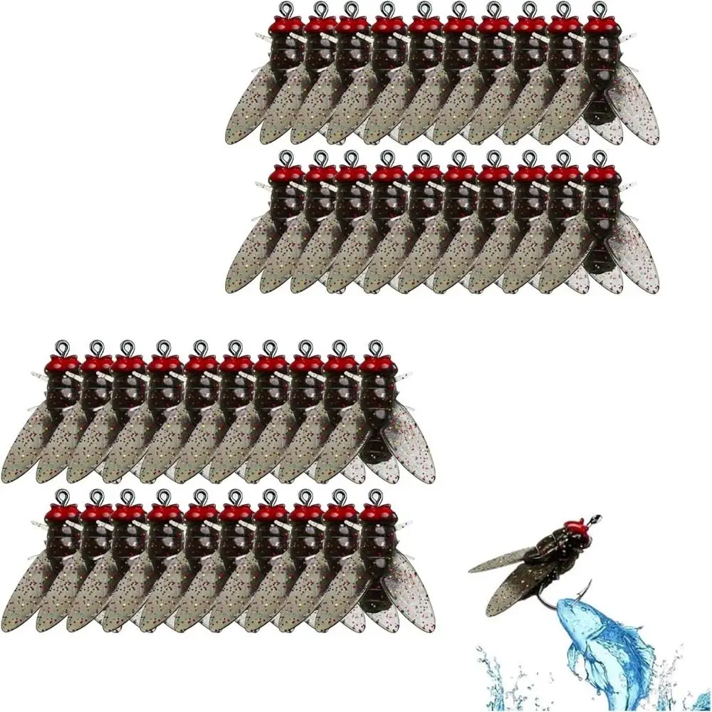 

20PCS Sharpened Hook Bionic Fly Fishing Bait Durable Shrimp Flavor Flies Spinner Swim Baits 3 Different Sizes Simulated Flies