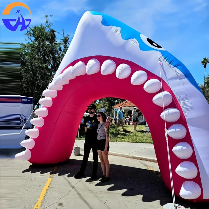 Arco de boca de tiburón inflable gigante, túnel de fiesta creativo para niños, arco de entrada, juguetes, decoración de escenario para eventos