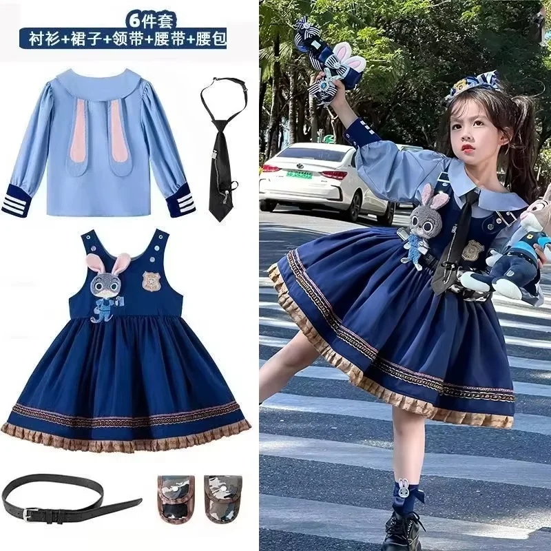 

Zootopia Princess Dress Judy Rabbit Police Officer Lolita Dress Animation Derivatives Children Cos Clothing Girl Gifts
