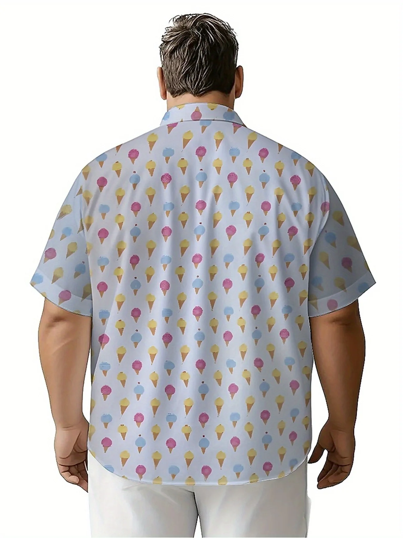 Мужские гавайские рубашки больших размеров с красочным рисунком мороженого, летние повседневные топы, подходят для улицы и вечеринок, уличная одежда
