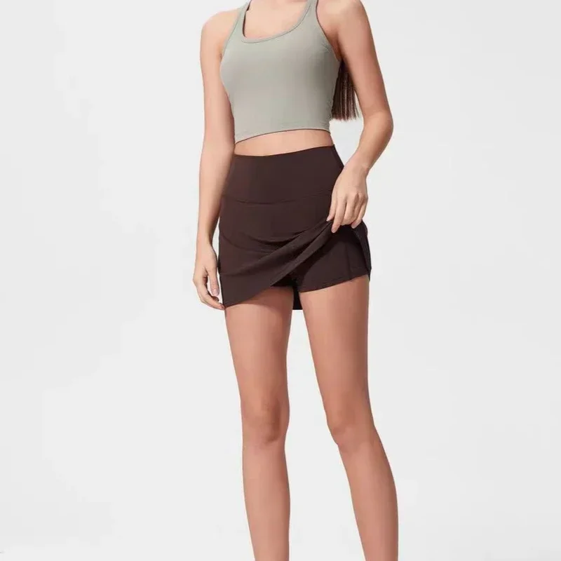 

LU Quick Dry Tennis Skirt Women Running Outdoor Sport Pantskirt Fitness Skirt Gym Sporty Outfit Inner Shorts Activewear Skorts