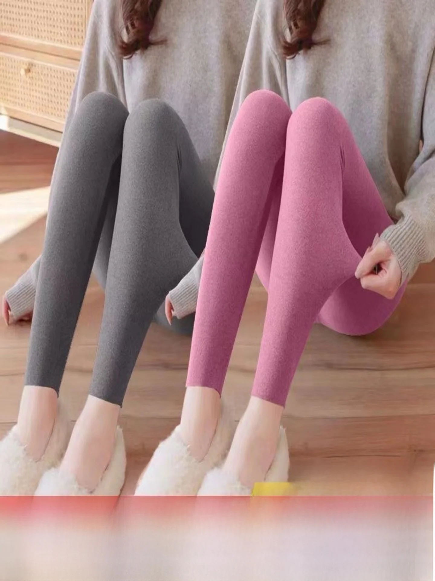 Women's Fleece Lined Tights Thermal Leggings Tight Fit Autumn Winter Bottoms Inner Outer Wear Cotton Pants mid Waist Long Tro...