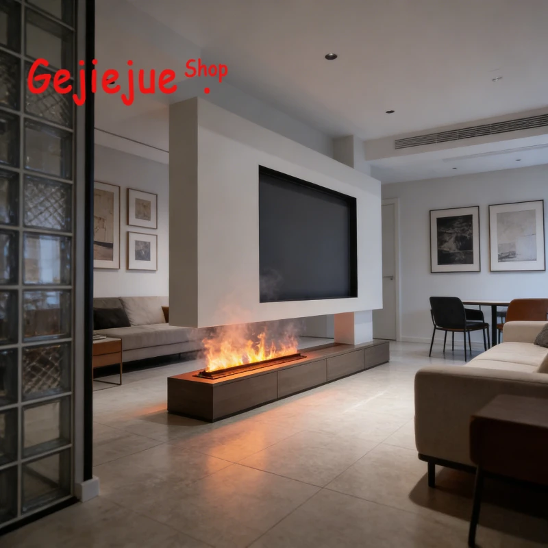 

Электрический камин-парогенератор в стиле арт-декор с винтажным пламенем, абстрактный дизайн, увлажнитель воздуха, уникальный элемент декора для прихожей