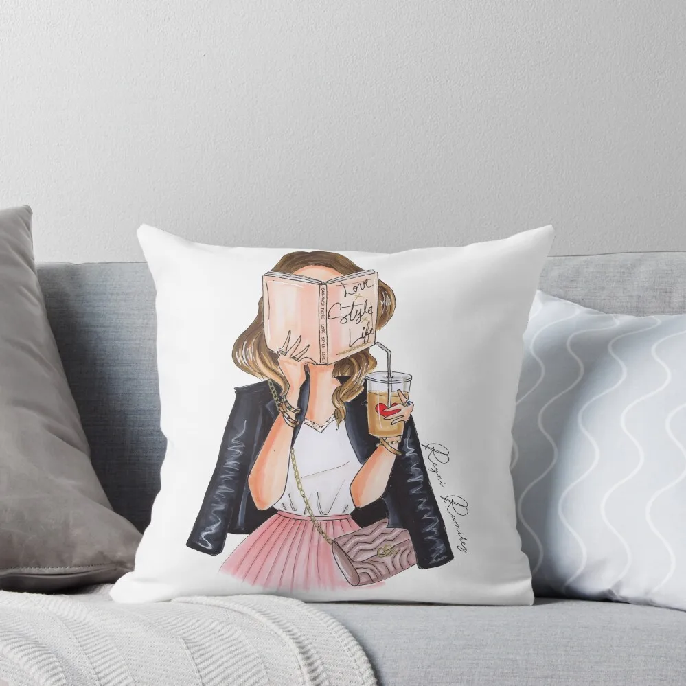 

Girl reading Throw Pillow pillows decor home Couch Pillows Plaid Sofa luxury decor pillow