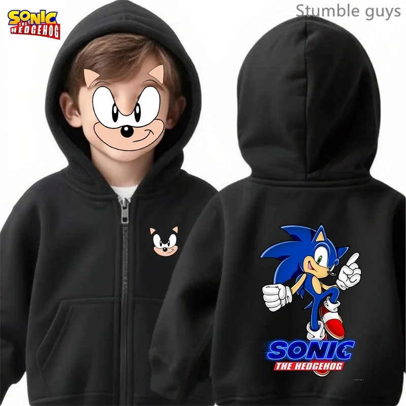 Sonic enfants Anime sweat à capuche zippé printemps automne garçons vêtements filles vêtements de sport confortable Fans porter