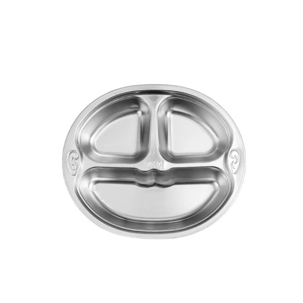 

Tableware Stainless Steel Children's Dinner Plate Cartoon Pattern Drop-proof Snack Tray Divided Fruit Plate Lunch