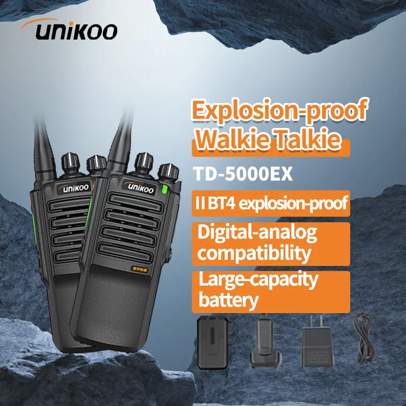 

Unikoo TD5000EX Digital Explosion-proof Walkie Talkie 3W High Power IP54 protection Portable Two Way Radio for Fire Factory