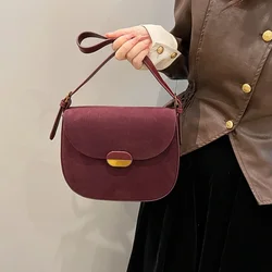 New Style Women Saddle Bag Suede Leather Retro Female Shoulder Bag Fashion Casual Handbag Large Capacity Crossbody Bag