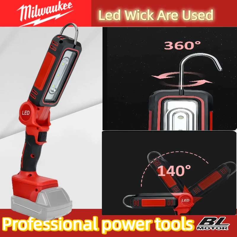 Milwaukee LED Work Light Super Bright 90 DegreeClip on Light Lithium M18 Flood Light Outdoor Lighting Camping Battery 20V